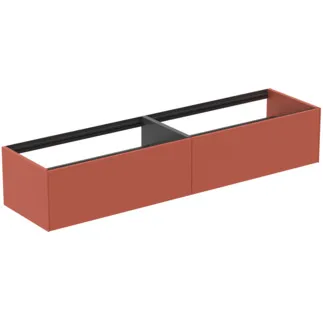 IDEAL STANDARD CONCA - Waschtisch-Unterschrank 1985x505x360 mm in sunset matt lackiert, 2 Schubladen - Grifflos, Vollauszug, Push-to-open, SoftClosing, Vormontiert, Nachhaltig gewonnenes Holz #T3987Y3 - Sunset matt