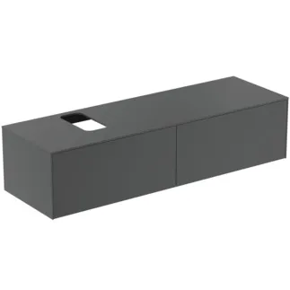 IDEAL STANDARD CONCA - Waschtisch-Unterschrank 1587x505x370 mm in anthrazit matt lackiert, 4 Schubladen - Grifflos, Vollauszug, Push-to-open, SoftClosing, Vormontiert, Nachhaltig gewonnenes Holz #T3983Y2 - Anthrazit matt