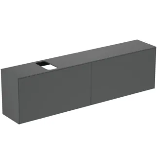 IDEAL STANDARD CONCA - Waschtisch-Unterschrank 1987x373x550 mm in anthrazit matt lackiert, 4 Schubladen - Grifflos, Vollauszug, Push-to-open, SoftClosing, Vormontiert, Nachhaltig gewonnenes Holz #T3998Y2 - Anthrazit matt