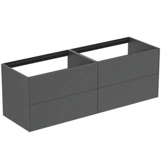 IDEAL STANDARD CONCA - Waschtisch-Unterschrank 1585x505x540 mm in anthrazit matt lackiert, 4 Schubladen - Grifflos, Vollauszug, Push-to-open, SoftClosing, Vormontiert, Nachhaltig gewonnenes Holz #T3990Y2 - Anthrazit matt