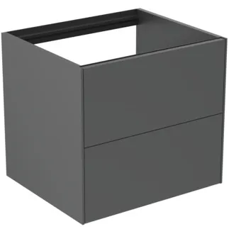 IDEAL STANDARD CONCA - Waschtisch-Unterschrank 600x505x540 mm in anthrazit matt lackiert, 2 Schubladen - Grifflos, Vollauszug, Push-to-open, SoftClosing, Vormontiert, Nachhaltig gewonnenes Holz #T4355Y2 - Anthrazit matt