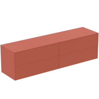 IDEAL STANDARD CONCA - Waschtisch-Unterschrank 1987x505x550 mm in sunset matt lackiert, 4 Schubladen - Grifflos, Vollauszug, Push-to-open, SoftClosing, Vormontiert, Nachhaltig gewonnenes Holz #T4326Y3 - Sunset matt