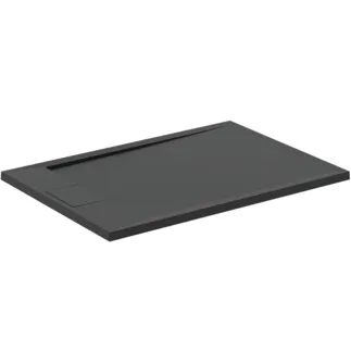IDEAL STANDARD ULTRA FLAT S I.LIFE - Rechteck-Brausewanne 1000x700x30 mm in jet black - Antibakteriel, Rutschhemmende Oberfläche, Barrierefrei, gemäß DIN 18040, Zuschneidbar, Reparierbar, 30 mm Höhe #T5240FV - Schiefer