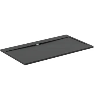 IDEAL STANDARD ULTRA FLAT S I.LIFE - Rechteck-Brausewanne 1800x1000x30 mm in jet black - Antibakteriel, Rutschhemmende Oberfläche, Barrierefrei, gemäß DIN 18040, Zuschneidbar, Reparierbar, 30 mm Höhe #T5245FV - Schiefer