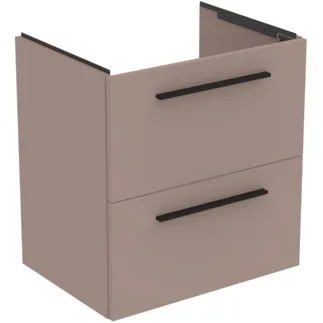 IDEAL STANDARD I.LIFE A - Waschtisch-Unterschrank 600x440x630 mm in greige matt, 2 Schubladen - SoftClosing, Vormontiert, Nachhaltig gewonnenes Holz #T5255NH - Greige