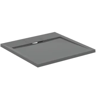 IDEAL STANDARD ULTRA FLAT S I.LIFE - Quadratische Brausewanne 700x700x30 mm in quarzgrau - Antibakteriel, Rutschhemmende Oberfläche, Barrierefrei, gemäß DIN 18040, Zuschneidbar, Reparierbar, 30 mm Höhe #T5246FS - Quarzgrau