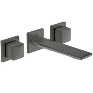 IDEAL STANDARD CONCA - Zweigriff-Waschbeckenarmatur 265x210x65 mm, 180 mm vertikaler Abstand bis Mitte Auslauf in magnetic grey, Kit 1 included, 5 l/min (3 bar), ohne Ablaufgarnitur - Durchflussbegrenzer, PVD Technologie #A7445A5 - Magnetic Grey