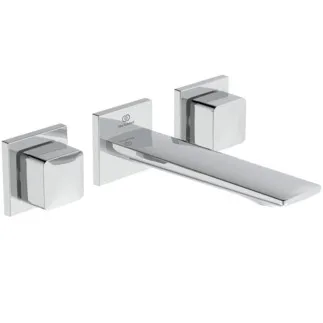 IDEAL STANDARD CONCA - Zweigriff-Waschbeckenarmatur 265x210x65 mm, 180 mm vertikaler Abstand bis Mitte Auslauf in chrom, Kit 1 included, 5 l/min (3 bar), ohne Ablaufgarnitur - Durchflussbegrenzer, SmartShine Oberfläche #A7445AA - Chrom