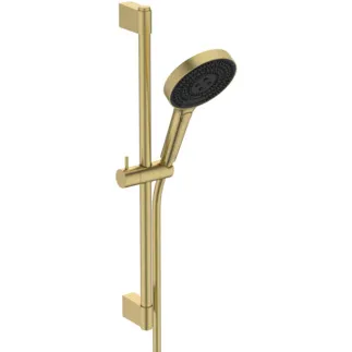 IDEAL STANDARD IDEALRAIN SOLOS - Brausekombination mit Brausestange in brushed gold, 8 l/min (3 bar) - Variable Strahlarten, Durchflussbegrenzer, Breite Brause, PVD Technologie #A7897A2 - Brushed Gold