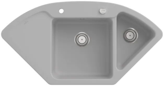 VILLEROY BOCH Subway Style Eck Eckspüle, inklusive Ablaufgarnitur mit Excenterbetätigung, aus Keramik, 1115 x 580 mm, Steam CeramicPlus #335302SM