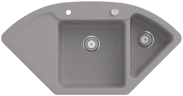 VILLEROY BOCH Subway Style Eck Eckspüle, inklusive Ablaufgarnitur mit Excenterbetätigung, aus Keramik, 1115 x 580 mm, Fossil CeramicPlus #335302KD