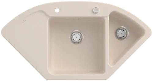 VILLEROY BOCH Subway Style Eck Eckspüle, inklusive Ablaufgarnitur mit Excenterbetätigung, aus Keramik, 1115 x 580 mm, Ivory CeramicPlus #335302FU