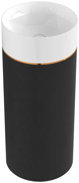 VILLEROY BOCH Octagon Waschbecken mit Säule, 400 x 400 x 950 mm, Jet Black Leather #417000PU
