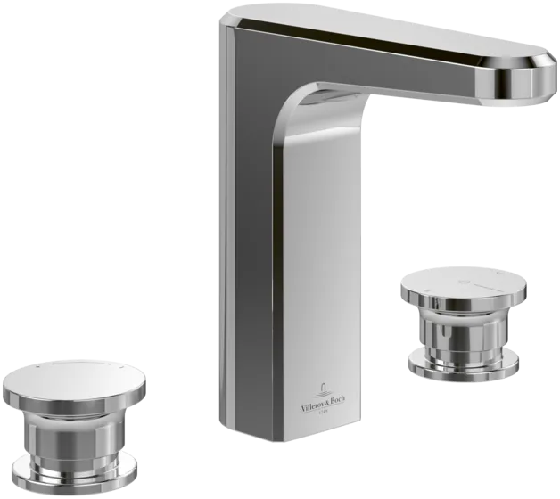 VILLEROY BOCH Vea Dreiloch-Waschtischarmatur ohne Ablaufgarnitur, Chrom #TVW11700300061