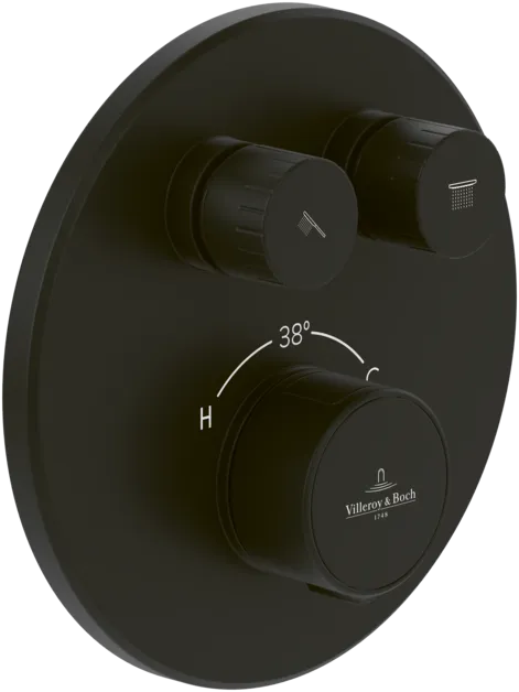VILLEROY BOCH Universal Taps & Fittings Unterputz-Thermostat mit Zweiwege-Mengenregulierung für Dusche Rund, Matt Black #TVS000040000K5
