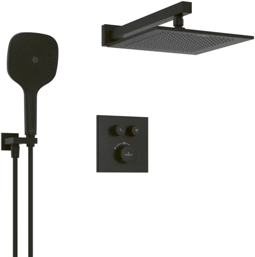 VILLEROY BOCH Universal Taps & Fittings Duschsystem für Wandmontage, Matt Black #TVZ000101000K5