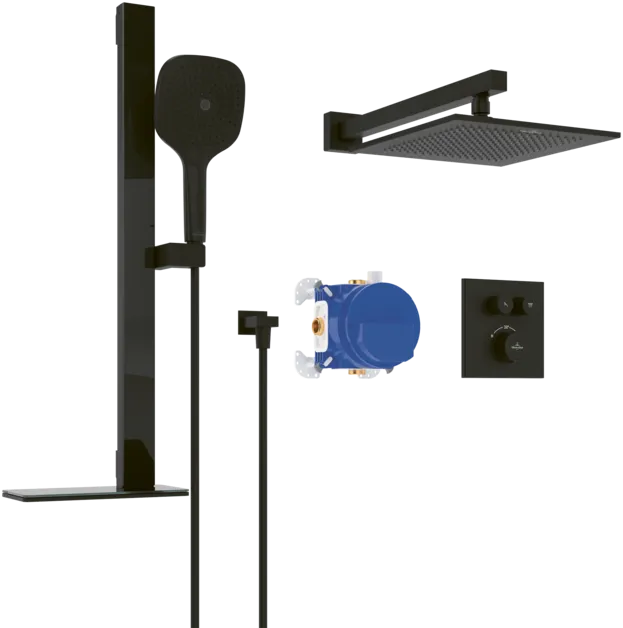VILLEROY BOCH Universal Taps & Fittings Duschsystem für Wandmontage, Matt Black #TVZ000104000K5
