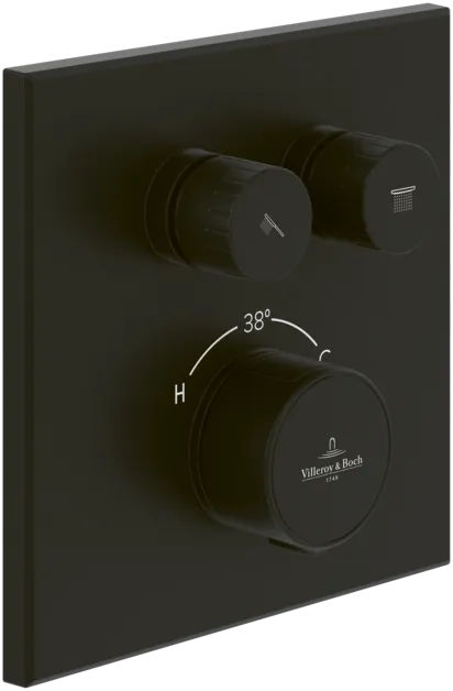 VILLEROY BOCH Universal Taps & Fittings Unterputz-Thermostat mit Zweiwege-Mengenregulierung für Dusche Eckig, Matt Black #TVS000041000K5