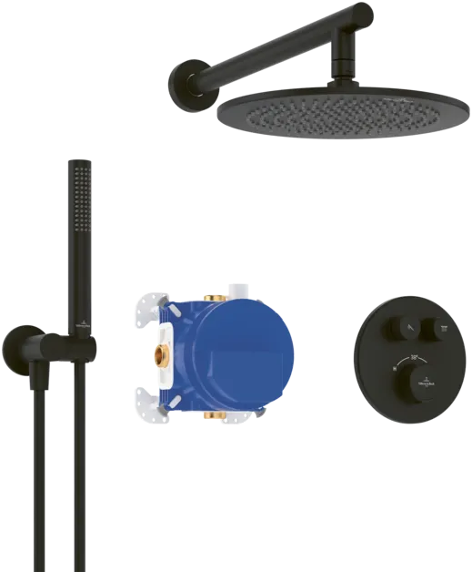 VILLEROY BOCH Universal Taps & Fittings Duschsystem für Wandmontage, Matt Black #TVZ000106000K5