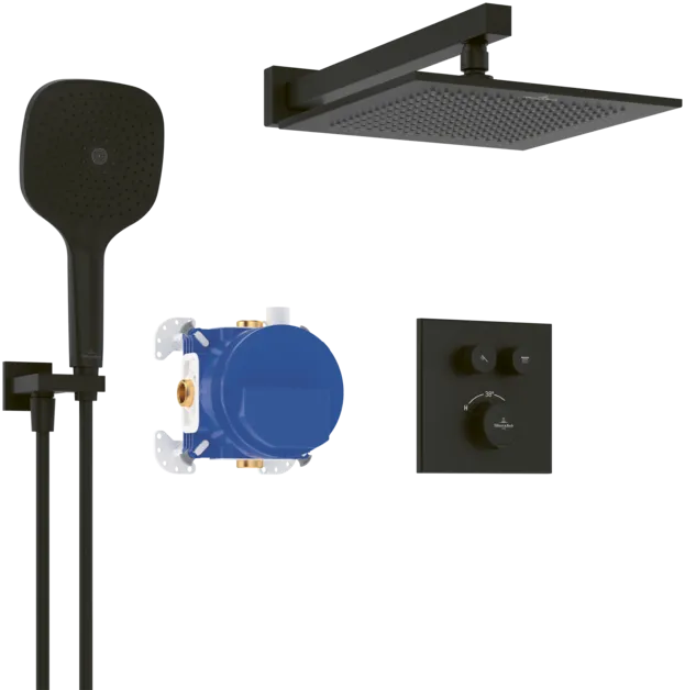 VILLEROY BOCH Universal Taps & Fittings Duschsystem für Wandmontage, Matt Black #TVZ000103000K5