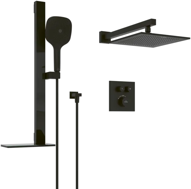 VILLEROY BOCH Universal Taps & Fittings Duschsystem für Wandmontage, Matt Black #TVZ000102000K5