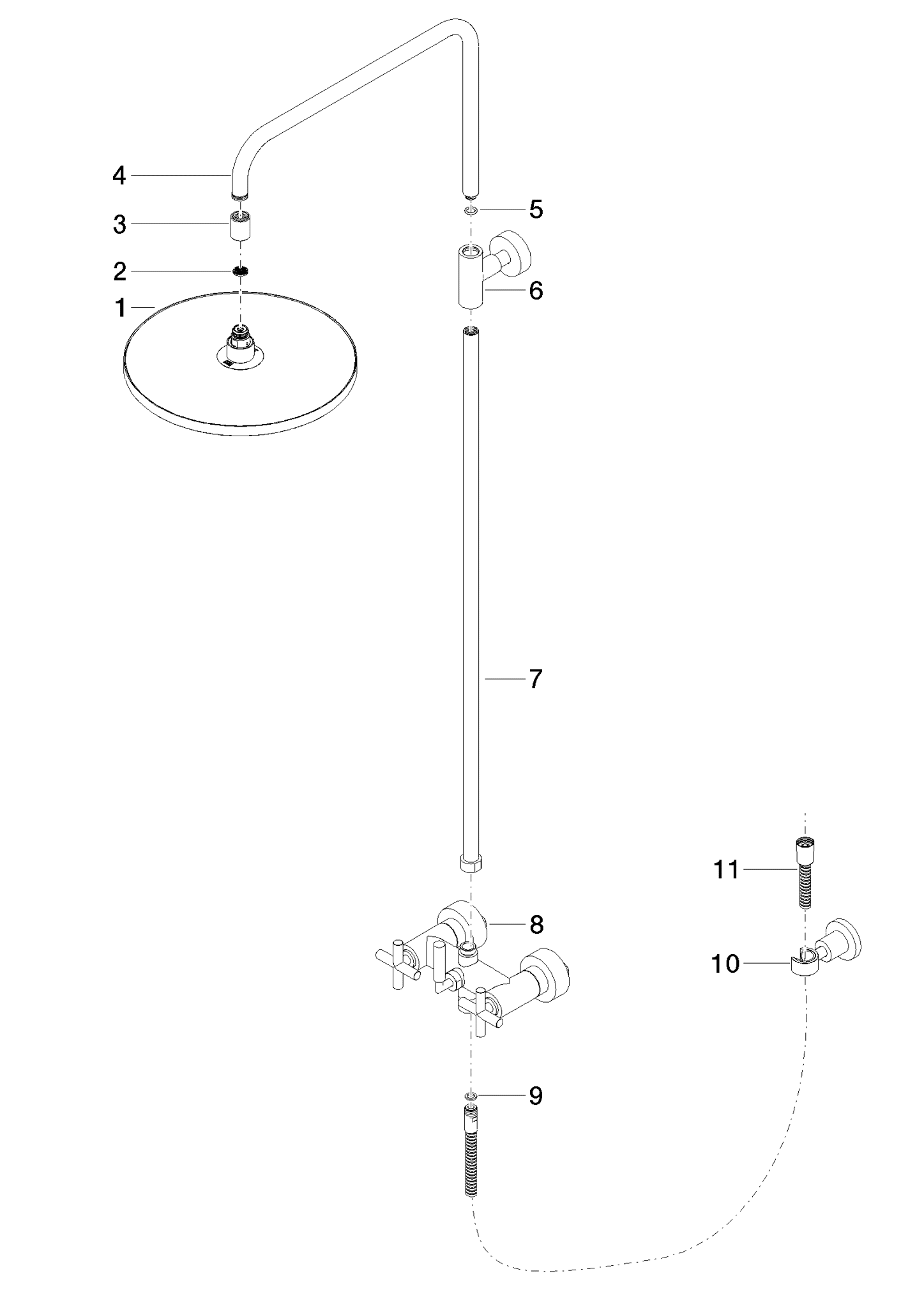 DORNBRACHT TARA Shower Pipe mit Brausebatterie ohne Handbrause 300 mm - Dark Bronze gebürstet (PVD) #26623892-43