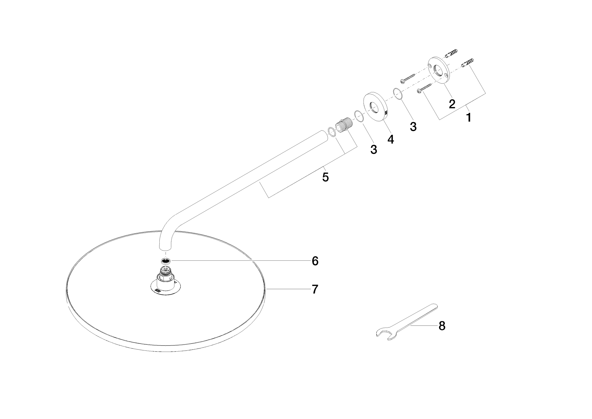 DORNBRACHT Regenbrause mit Wandanbindung 400 mm - Dark Bronze gebürstet (PVD) #28659970-43
