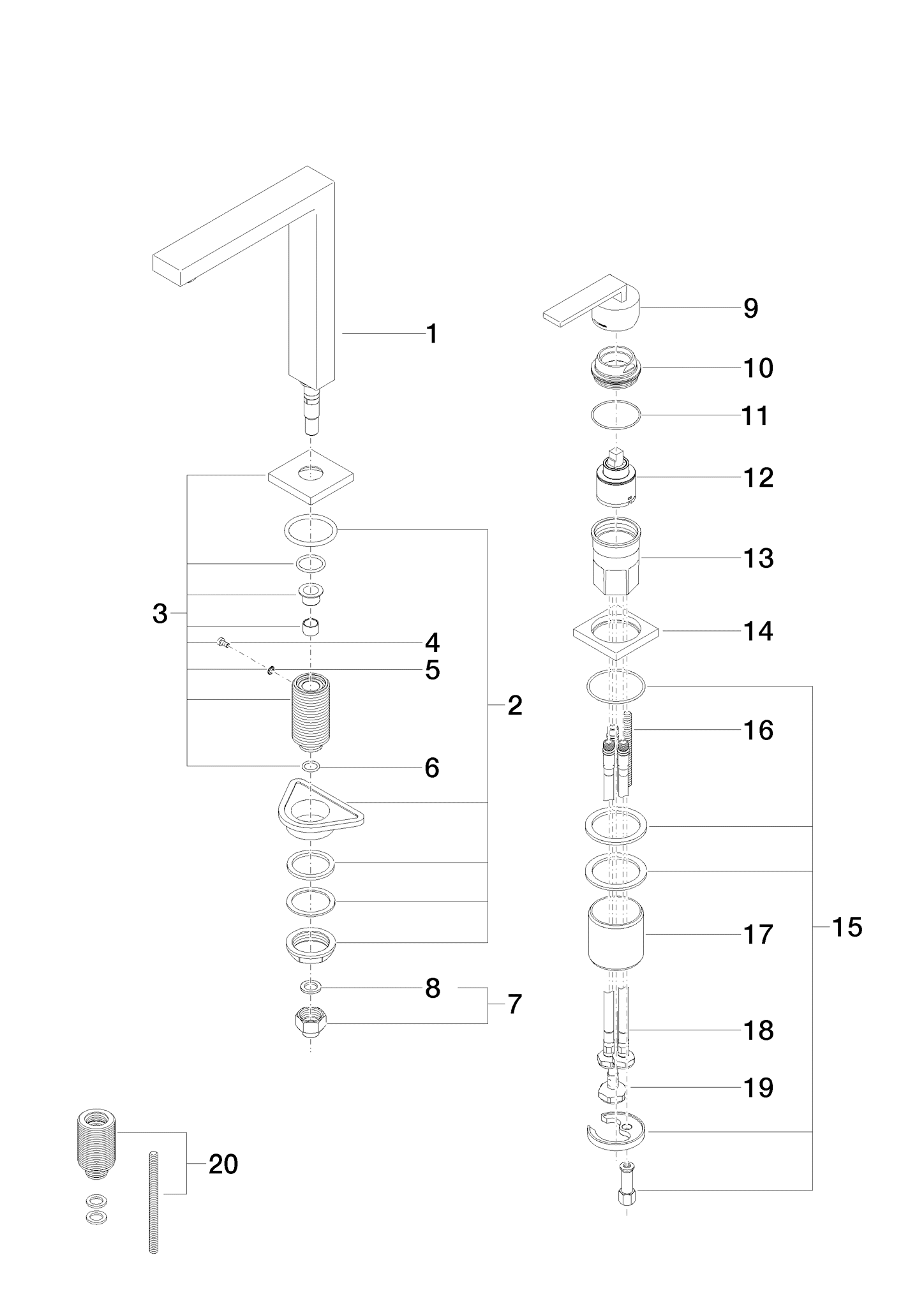 DORNBRACHT LOT BAR TAP Zweilochbatterie mit Einzelrosetten - Bronze gebürstet (PVD) #32805680-42