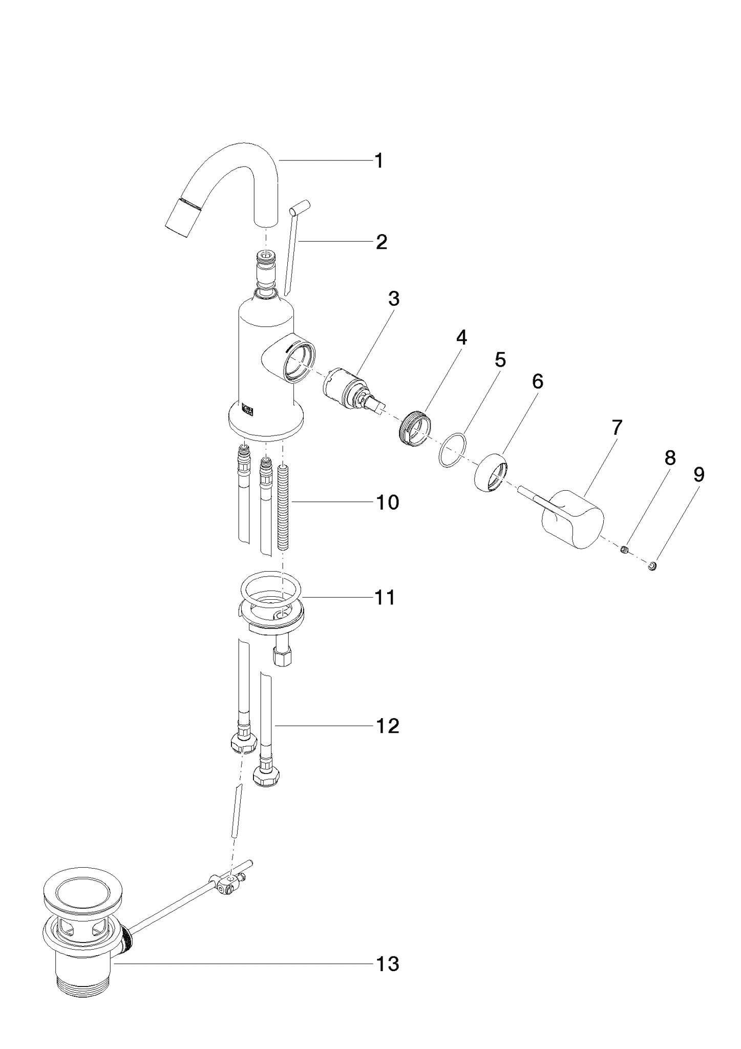 DORNBRACHT VAIA Bidet-Einhandbatterie mit Ablaufgarnitur - Dark Bronze gebürstet (PVD) #33600809-43