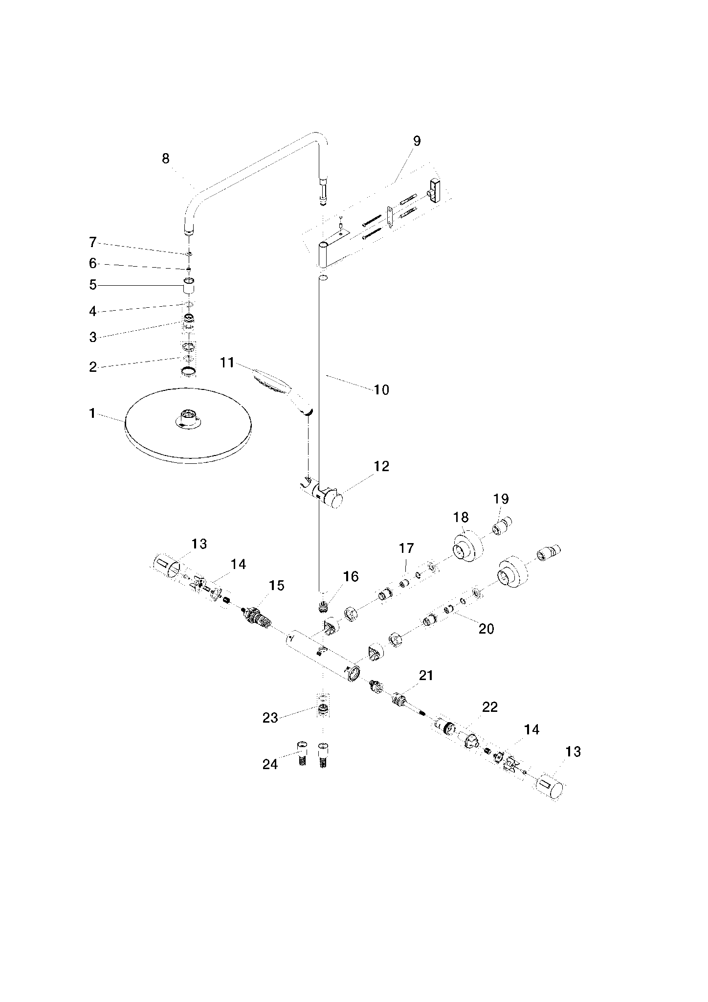 DORNBRACHT Showerpipe mit Brause-Thermostat mit Handbrausegarnitur 300 mm - Dark Chrome #34469979-19