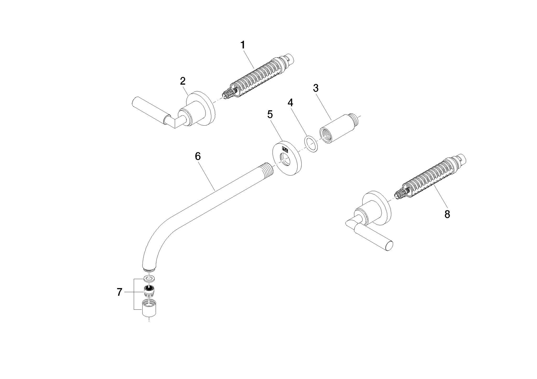 DORNBRACHT TARA Waschtisch-Wandbatterie ohne Ablaufgarnitur - Dark Bronze gebürstet (PVD) #36717882-43
