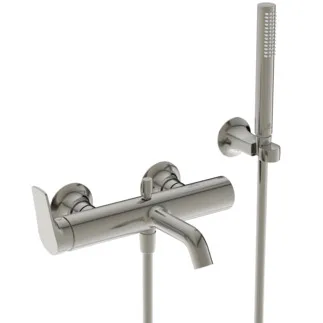 IDEAL STANDARD LDV - Bade- Brausearmatur Set 304x220x130 mm, 202 mm vertikaler Abstand bis Mitte Auslauf in silver storm, 12.0 l/min (3 bar) - Strahlregler, Verdeckter Strahlregler, Click-Technologie, FirmaFlow, PVD Technologie #BD667GN - Edelstahl