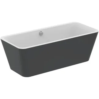 IDEAL STANDARD TONIC II - Freistehende Badewanne 1800x800x600 mm in schwarz seidenmatt, ohne Hahnloch, mit Überlauf, ohne Ablaufgarnitur - Reinigungsmittelbeständig, Lichtbeständig #K8726V3 - Schwarz