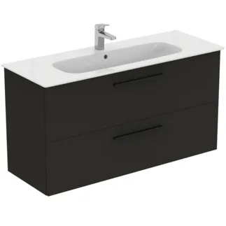 IDEAL STANDARD I.LIFE A - Waschtisch-Unterschrank 1240x460x645 mm in carbongrau matt, 2 Schubladen - SoftClosing, Vormontiert, Nachhaltig gewonnenes Holz #K8748NV - Carbongrau