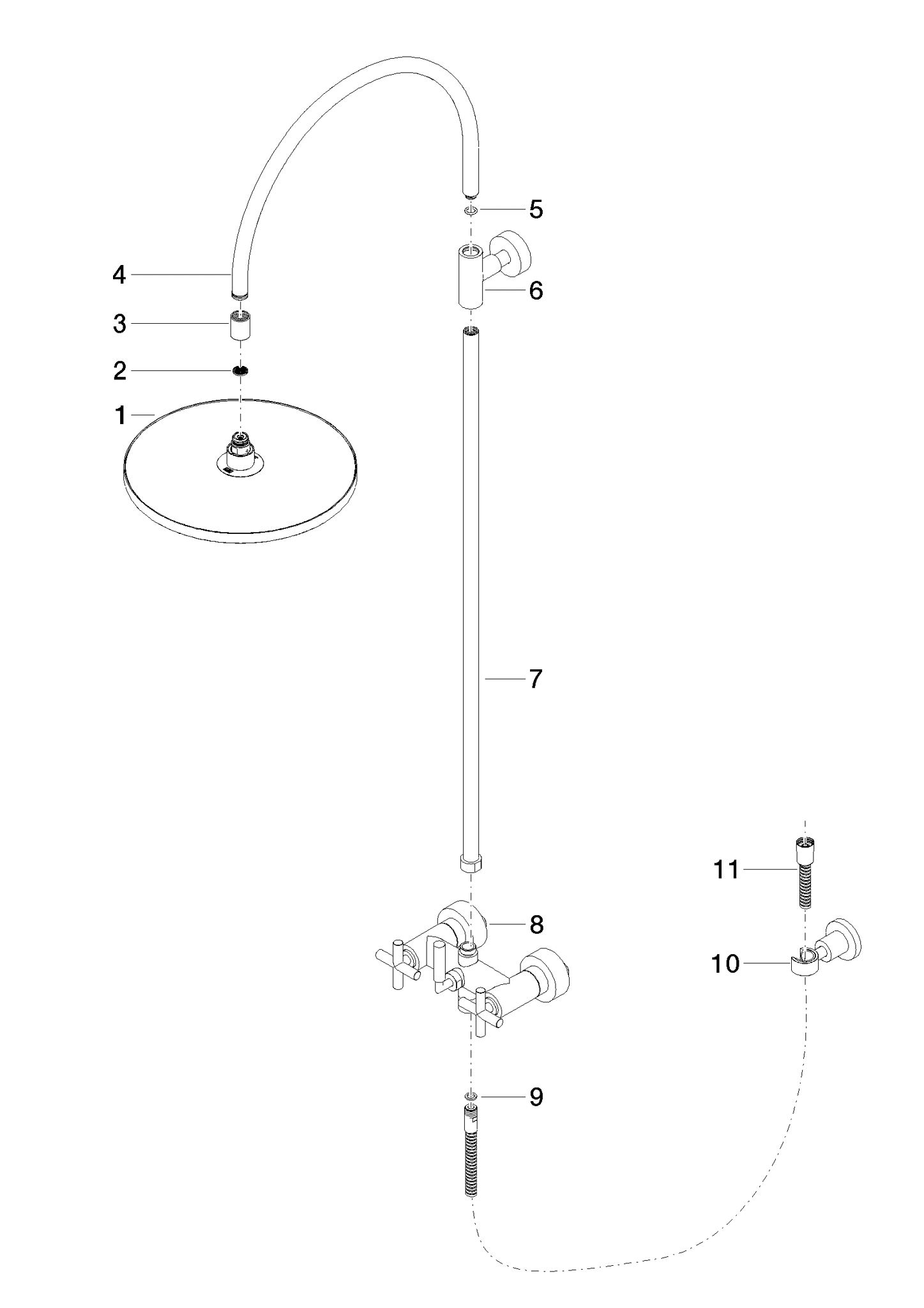 DORNBRACHT TARA Shower Pipe mit Brausebatterie ohne Handbrause 300 mm - Dark Bronze gebürstet (PVD) #26622892-43