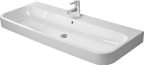 DURAVIT Waschtisch 231812 Design by sieger design #2318120027 - p Farbe 00, Weiß Hochglanz, Anzahl Waschplätze: 1 Mitte, Anzahl Hahnlöcher pro Waschplatz: 1 Mitte 1200 x 505 mm