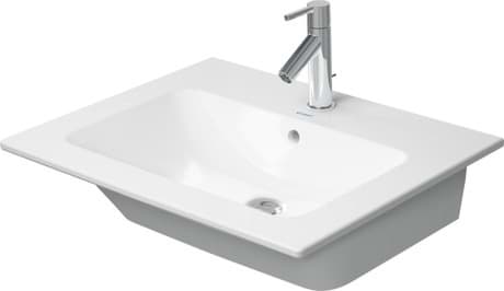 DURAVIT Waschtisch 233663 Design by Philippe Starck #233663AC60 - p Farbe AA, Weiß Hochglanz, DuraShield, Anzahl Hahnlöcher pro Waschplatz: 1 Mitte 630 x 490 mm