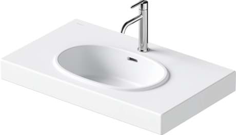 DURAVIT Waschtisch 241280 Design by Patricia Urquiola #241280AC00 - p Farbe AA, Weiß Hochglanz, Anzahl Hahnlöcher pro Waschplatz: 1 Mitte 800 x 480 mm
