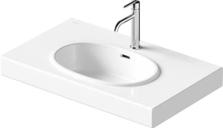 DURAVIT Waschtisch 241280 Design by Patricia Urquiola #241280AA00 - p Farbe AA, Weiß Hochglanz, Anzahl Hahnlöcher pro Waschplatz: 1 Mitte 800 x 480 mm