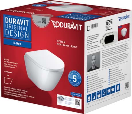 DURAVIT WC-Set wandhängend 458809 Design by Bertrand Lejoly #45880900A1 - © Farbe 00, Kartonabmessungen: 400x445x520 mm 370 x 480 mm