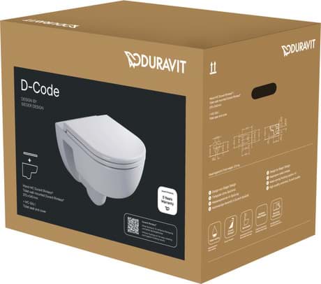 DURAVIT WC-Set wandhängend 451309 Design by sieger design #45130900B1 - © Farbe 00, Set Artikel: Wand WC, WC-Sitz, Artikel Nr.: 2513090000, 0028190000, Weiß Hochglanz, Tiefspüler, Rimless, Spülrand: spülrandlos, Abgang waagerecht, Sitzgarnitur abnehmbar, Absenkautomatik, Spülform: Tiefspüler, Spülprinzip: Verdrängung, Abgang waagerecht, Absenkautomatik, Spülwassermenge: 4/2 l, Befestigung inklusive: Nein, Kartonabmessungen: 396x450x560 mm, Unified Water Label (UWL) Klasse: 1 370 x 540 mm