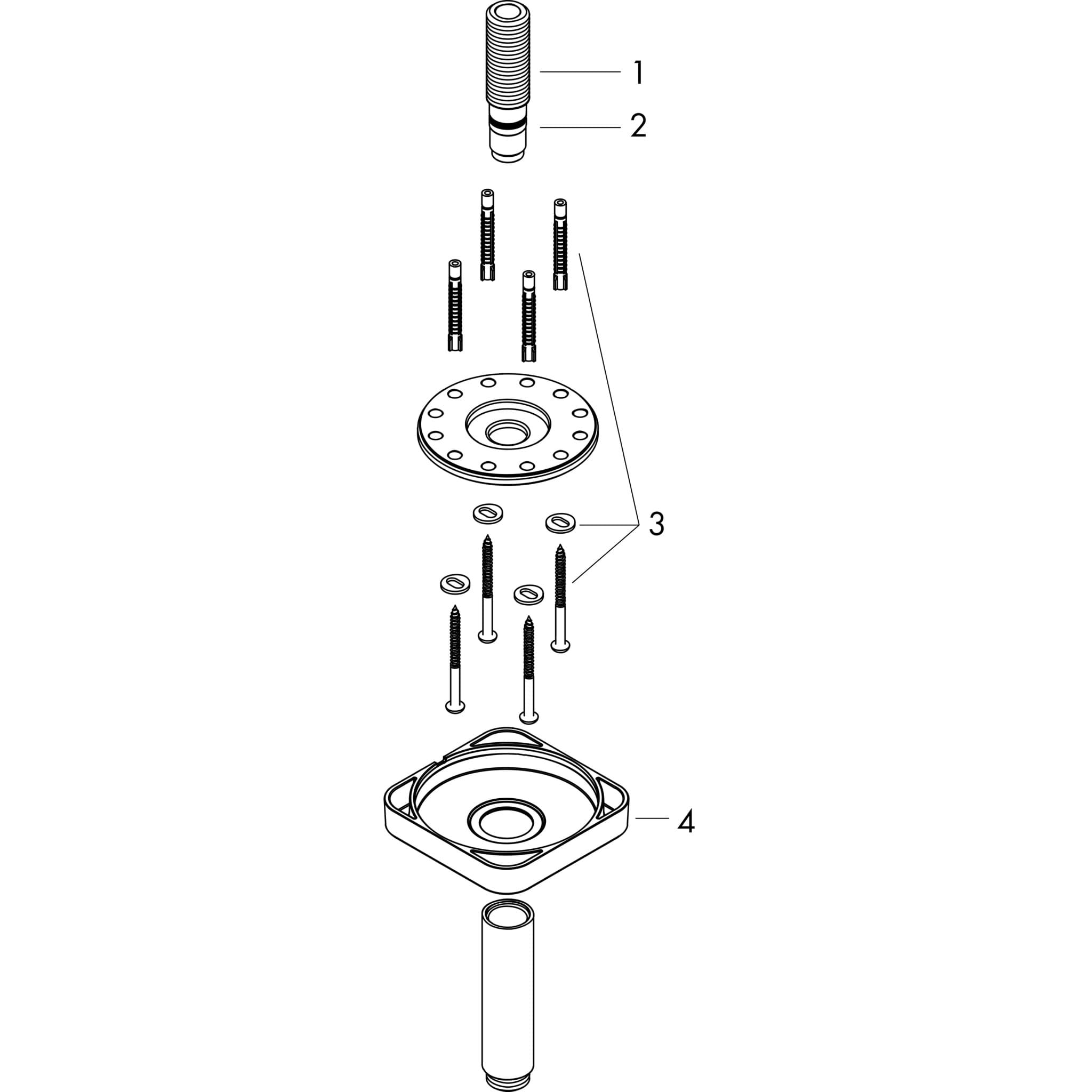 HANSGROHE AXOR ShowerSolutions Deckenanschluss 100 mm softsquare #26965340 - Brushed Black Chrome