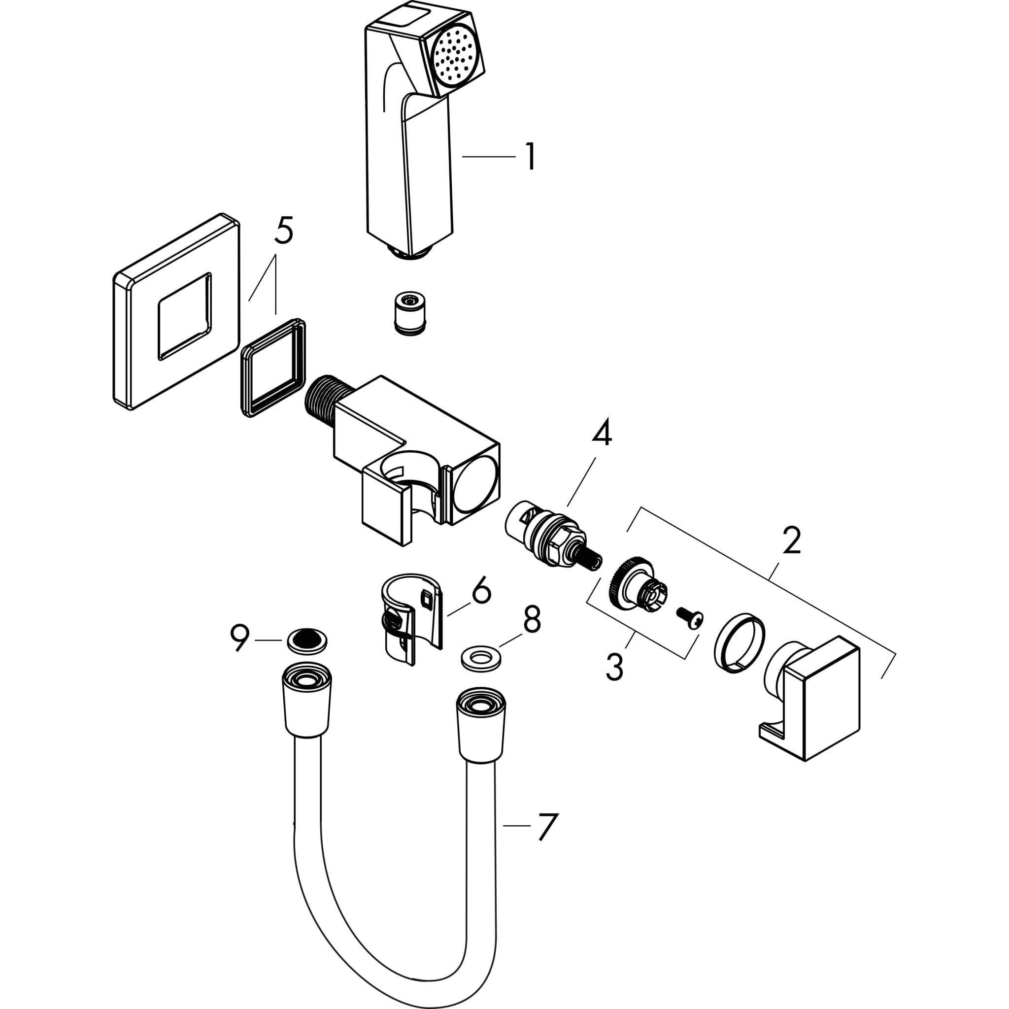 HANSGROHE Bidette Handbrause 1jet E EcoSmart für Kaltwasser mit Brausehalter und Brauseschlauch 125 cm #29231140 - Brushed Bronze