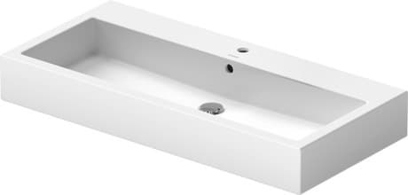 DURAVIT Waschtisch 045410 Design by Duravit #0454100000 - p Farbe 00, Weiß Hochglanz, Anzahl Waschplätze: 1 Mitte, Anzahl Hahnlöcher pro Waschplatz: 1 Mitte, Überlauf: Ja, Von unten glasiert 1000 x 470 mm
