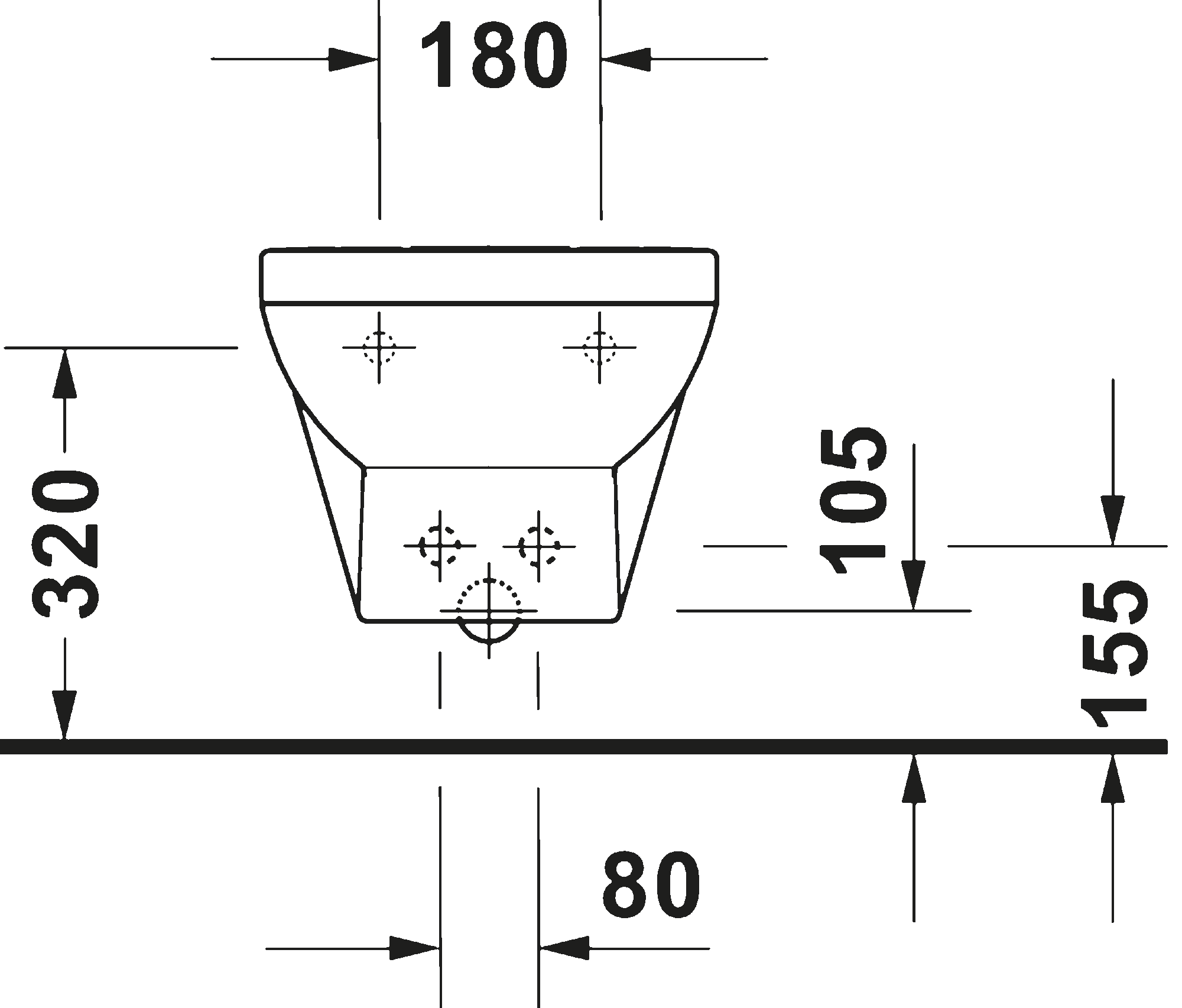 DURAVIT Wand Bidet 227915 Design by Duravit #22791500001 - Farbe 00, Anzahl Hahnlöcher pro Waschplatz: 1 370 x 540 mm