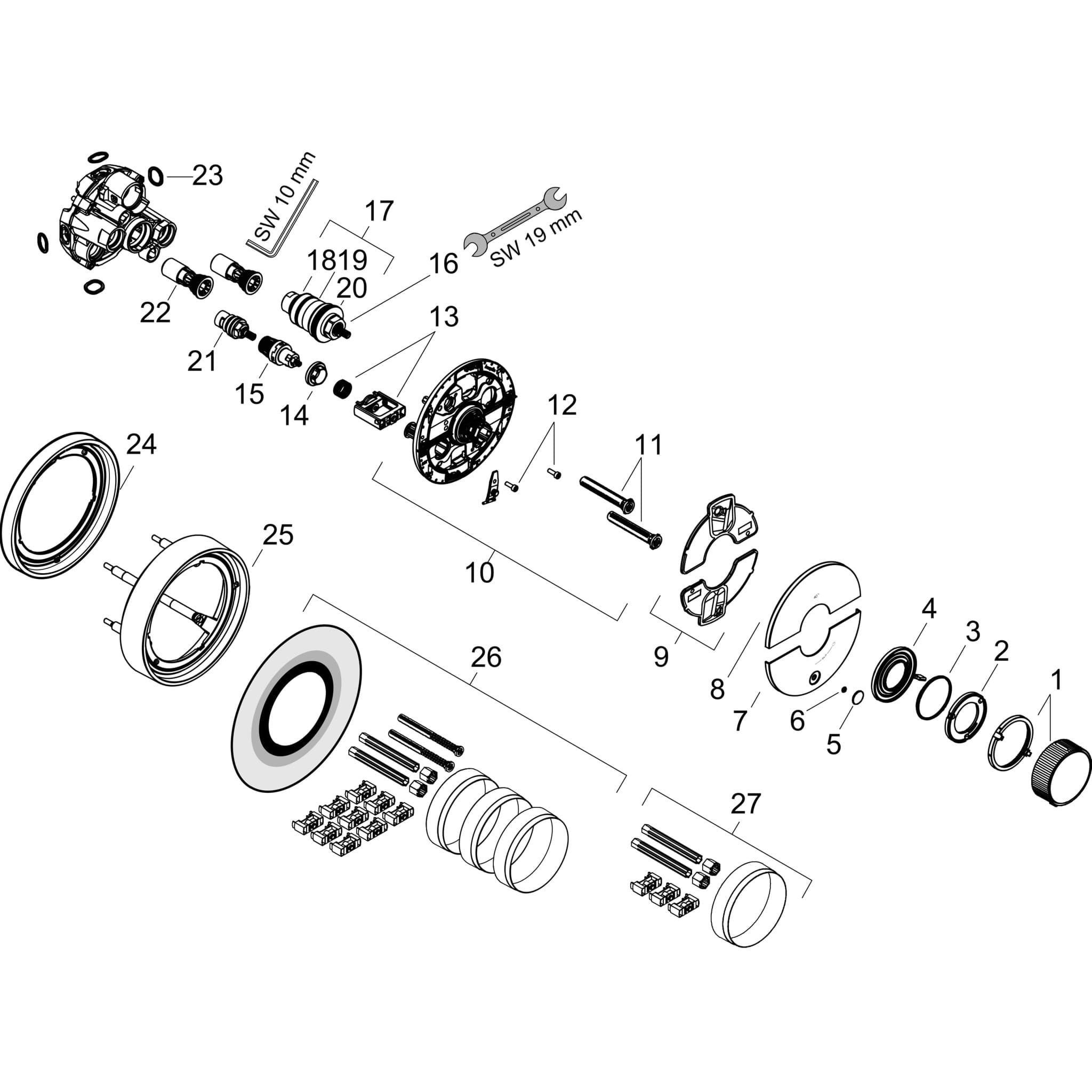 HANSGROHE AXOR ShowerSelect ID Thermostat HighFlow Unterputz rund für 1 Verbraucher und einen zusätzlichen Abgang #36776800 - Edelstahl Optic