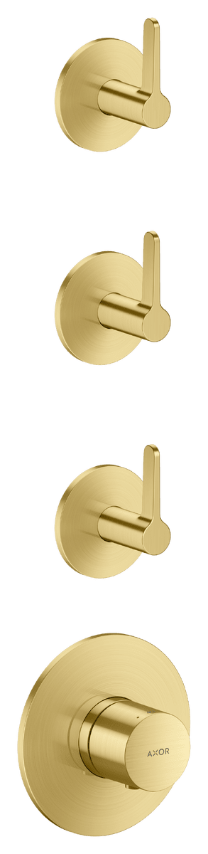 HANSGROHE AXOR One Thermostatmodul Unterputz für 3 Verbraucher mit Hebelgriff #48723950 - Brushed Brass
