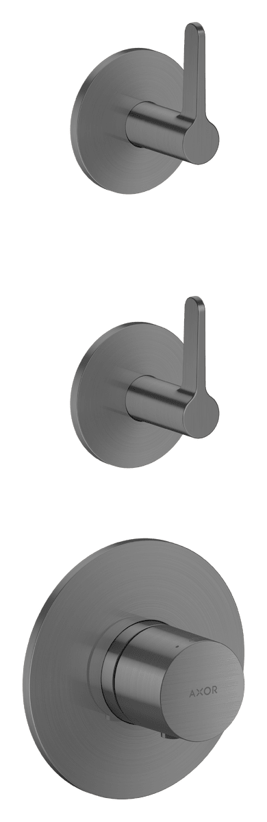 HANSGROHE AXOR One Thermostatmodul Unterputz für 2 Verbraucher mit Hebelgriff #48722340 - Brushed Black Chrome