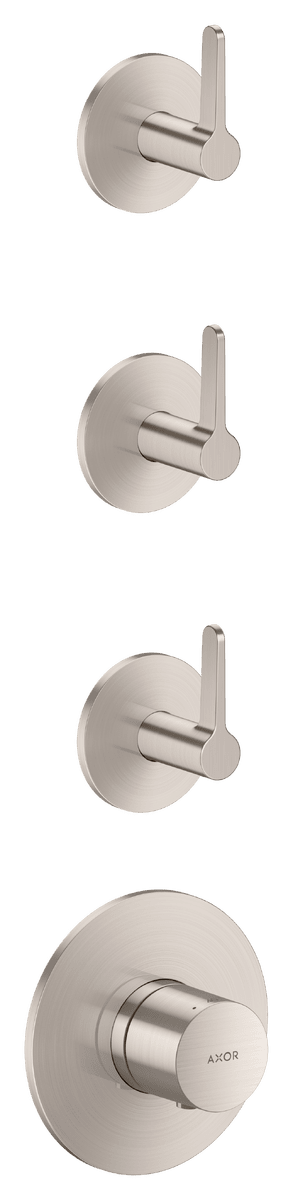 HANSGROHE AXOR One Thermostatmodul Unterputz für 3 Verbraucher mit Hebelgriff #48723800 - Edelstahl Optic