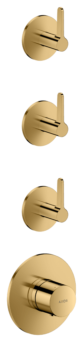 HANSGROHE AXOR One Thermostatmodul Unterputz für 3 Verbraucher mit Hebelgriff #48723990 - Polished Gold Optic